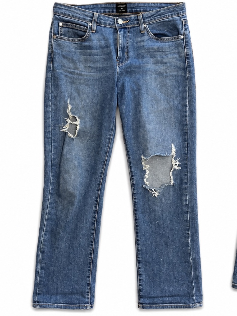 Just Black Grunge Distressed Straight Leg Jeans - Medium Wash Denim - 28